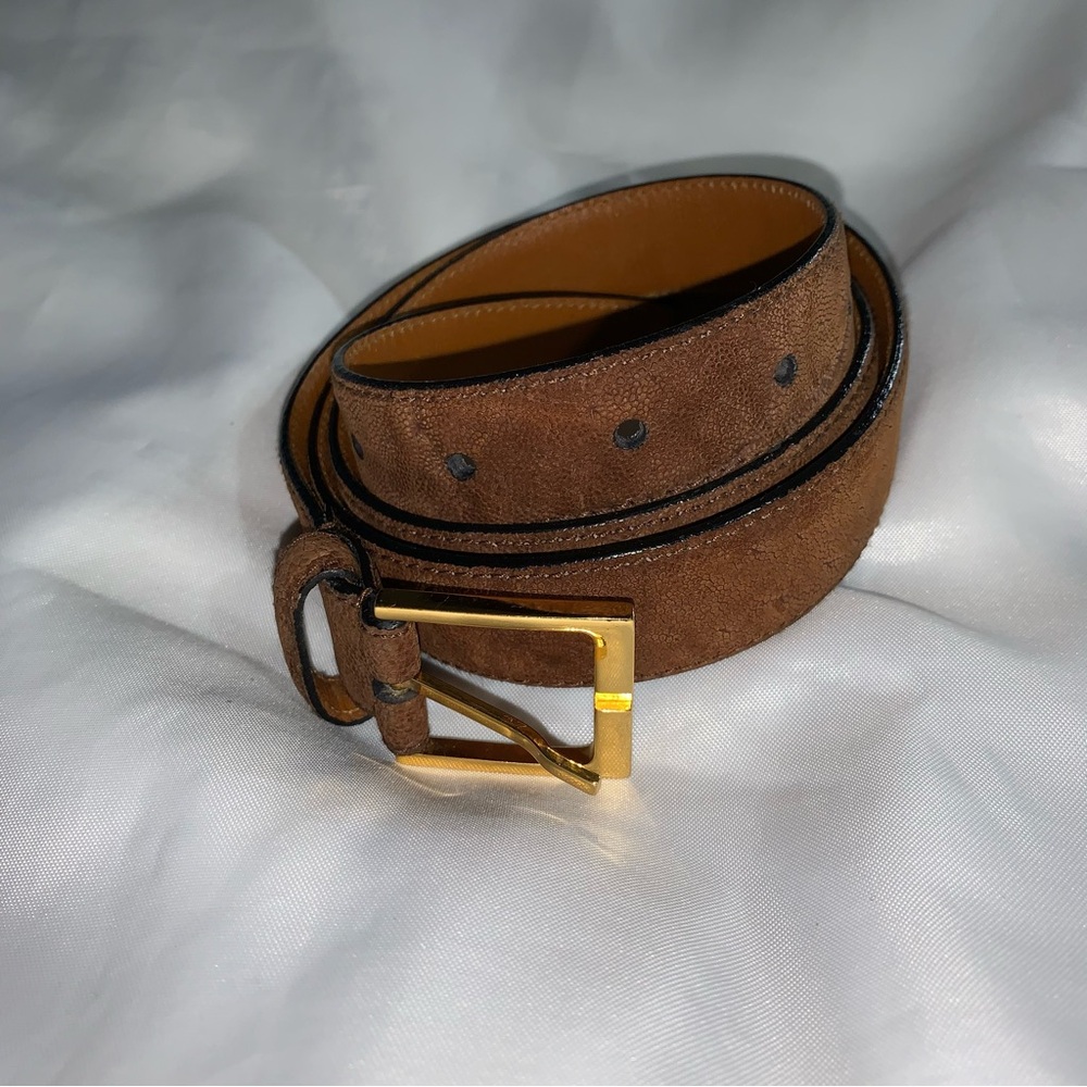 SAINT LAURENT PARIS YSL brown suede BELT 38" - Picture 1 of 11